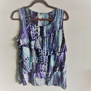 Chico's Sleeveless Purple Snake Skin Pattern Top